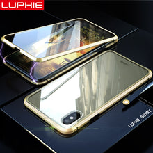 Load image into Gallery viewer, LUPHIE 360 Degree Full Magnetic Case For iPhone X XS Max XR 8 7 Plus Cover Front Back Glass Case For iPhone 7 8 X XS Magnet Case