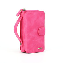 Load image into Gallery viewer, NEW Wallet For iPhone 6 plus Case 2 in 1 Card Slot Stand Case For 6s plus Flip Leather Cover Zipper Purse Phone Bag Pouch