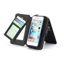 Load image into Gallery viewer, NEW Wallet For iPhone 6 plus Case 2 in 1 Card Slot Stand Case For 6s plus Flip Leather Cover Zipper Purse Phone Bag Pouch