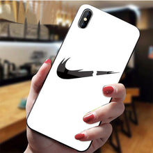 Load image into Gallery viewer, Tempered glass case Fashion luxury Sports Brand Phone Case For Iphone 6 6s 7 8plus X XS Xr Xsmax Phone Case Back Cover coque