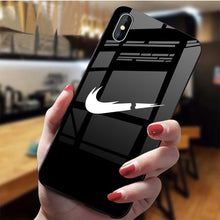 Load image into Gallery viewer, Tempered glass case Fashion luxury Sports Brand Phone Case For Iphone 6 6s 7 8plus X XS Xr Xsmax Phone Case Back Cover coque