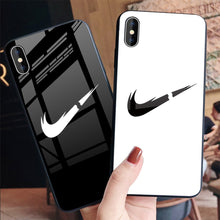 Load image into Gallery viewer, Tempered glass case Fashion luxury Sports Brand Phone Case For Iphone 6 6s 7 8plus X XS Xr Xsmax Phone Case Back Cover coque