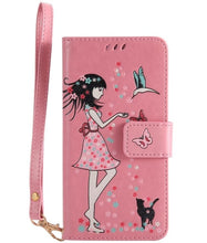 Load image into Gallery viewer, maosenguoji Luminous Woman Cat pocket Leather case Mobile Phone Case for iphone6 6s plus 7 7 Plus 8plus X 5 SE luxury Business