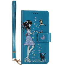 Load image into Gallery viewer, maosenguoji Luminous Woman Cat pocket Leather case Mobile Phone Case for iphone6 6s plus 7 7 Plus 8plus X 5 SE luxury Business
