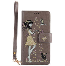Load image into Gallery viewer, maosenguoji Luminous Woman Cat pocket Leather case Mobile Phone Case for iphone6 6s plus 7 7 Plus 8plus X 5 SE luxury Business