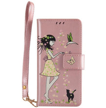 Load image into Gallery viewer, maosenguoji Luminous Woman Cat pocket Leather case Mobile Phone Case for iphone6 6s plus 7 7 Plus 8plus X 5 SE luxury Business