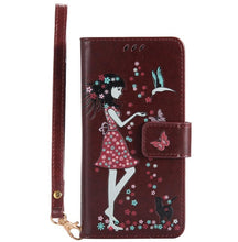 Load image into Gallery viewer, maosenguoji Luminous Woman Cat pocket Leather case Mobile Phone Case for iphone6 6s plus 7 7 Plus 8plus X 5 SE luxury Business